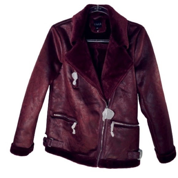 Merlot Aviator Moto Jacket Liola Italian Fashion - Picture 9 of 13